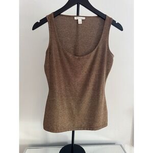 Boston Proper Womens XS Metallic Bronze Sleeveless Knit Tank Top Stretch